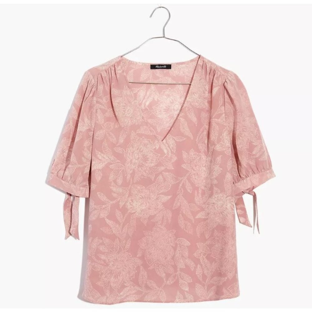Madewell Silk Floral Pindot Blooms Blouse Sz M